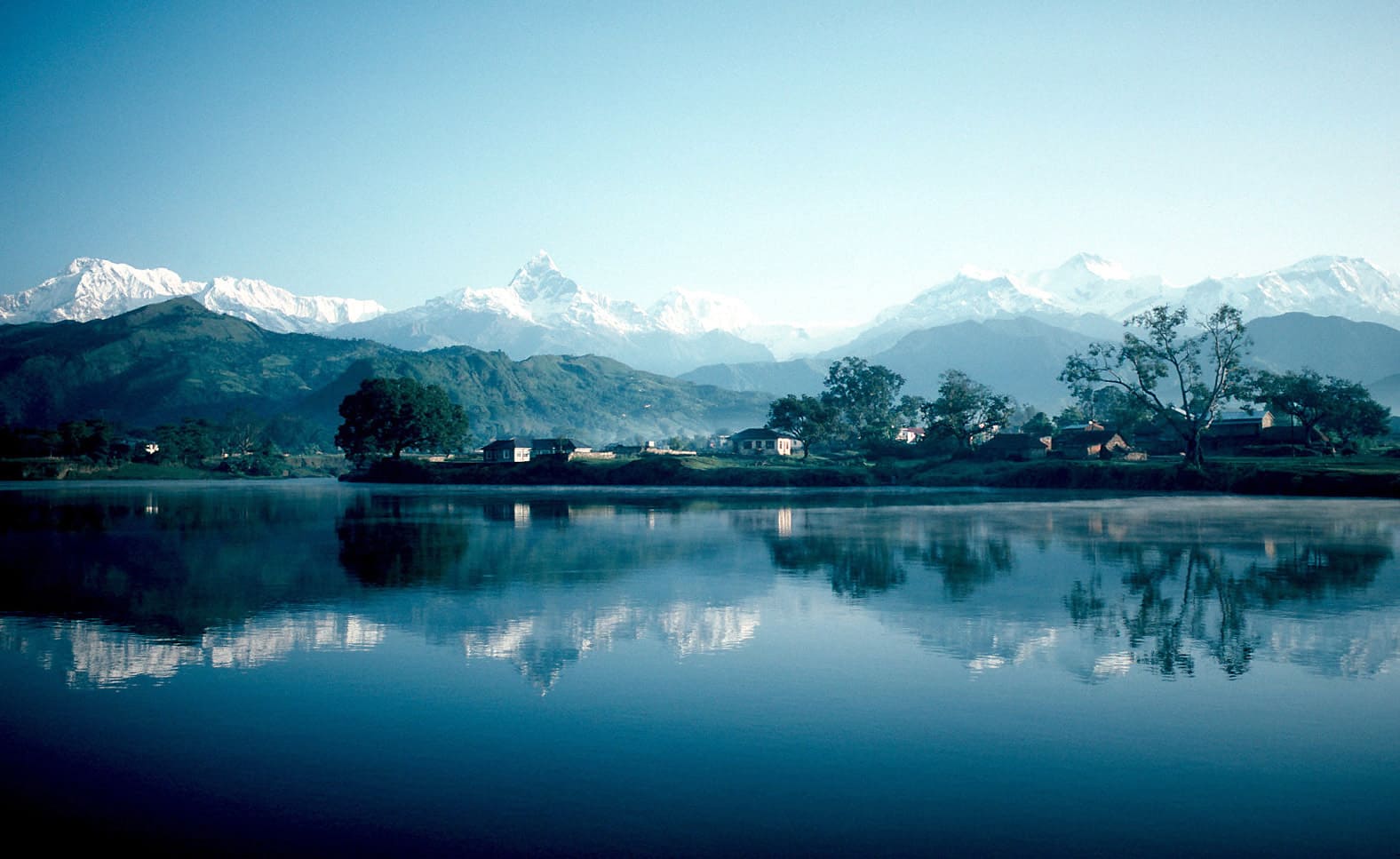 Phewa Lake and Annapurna range from Pokhara